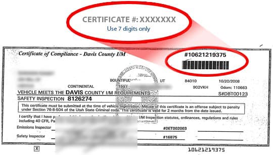 Davis County certificate