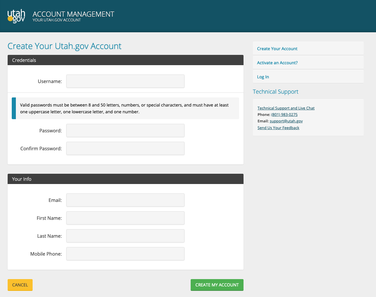 Creating a New Account